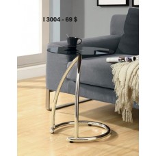 I 3004 End Table With Black Tempered Glass. (Online Only)