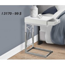 I 3170 Accent table-chrome metal/ Glossy white with a drawer (Online Only)