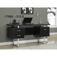I 7080 Computer Desk-60"L/Espresso/Silver Metal (Online Only)