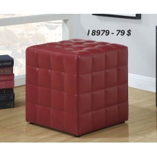 I 8979 Ottoman-Red Leather -Look Fabric ( Online only)