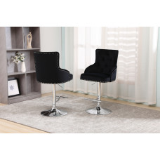 ST-6021 Black Velvet Bar Stool with Deep Tufting. (Online only)