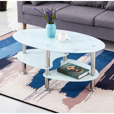 IF-2029 White Marble Glass Top Coffee table (Online Only)