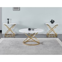 IF-2642 3pc Coffee Table set with Gold Base. SALE JUST SET (Online Only)