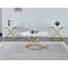 IF-2642 3pc Coffee Table set with Gold Base. SALE JUST SET (Online Only)