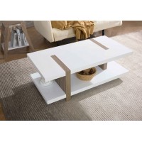 IF-3530 Wooden White Top Top/Natural Inserts Coffee table (Online Only)