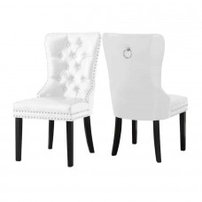 C-1151 White PU Dining Chair with Nail Head Details. SALE JUST SET OF 2 CHAIRS  (Online only)
