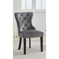 C-1225 Button Tufted Front Grey Velvet Dining Chair. SALE JUST SET OF 2 CHAIRS. (Online Only)