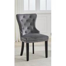 C-1225 Button Tufted Front Grey Velvet Dining Chair. SALE JUST SET OF 2 CHAIRS. (Online Only)