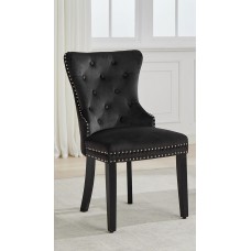 C-1226 Button Tufted Front Black Velvet Dining chair. SALE JUST SET OF 2 CHAIRS. (Online Only)