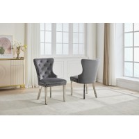 C-1245 Soft-Touch Grey Velvet Dining Chair. SALE JUST SET OF 2 CHAIRS. (Online Only)