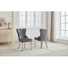 C-1245 Soft-Touch Grey Velvet Dining Chair. SALE JUST SET OF 2 CHAIRS. (Online Only)