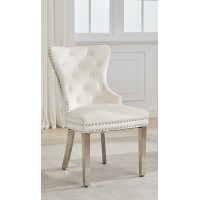 C-1248 Soft-Touch Cream Velvet Dining Chair. SALE JUST SET OF 2 CHAIRS. (Online Only)