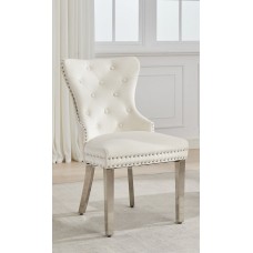C-1248 Soft-Touch Cream Velvet Dining Chair. SALE JUST SET OF 2 CHAIRS. (Online Only)