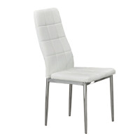 C-1771 Upholstered White With Chrome Legs Dining Chair.SALE JUST SET OF 4 CHAIRS. (Online only)