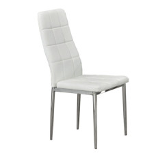 C-1771 Upholstered White With Chrome Legs Dining Chair.SALE JUST SET OF 4 CHAIRS. (Online only)