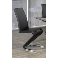 C-1785 Dining Chair Upholstered Black ‘Z’ Shaped With Chrome Legs. SALE JUST  SET OF 2 CHAIRS. (Online only)