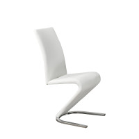 C-1786 Upholstered White ‘Z’ Shaped With Chrome Legs Dining chair. SALE JUST SET OF 2 CHAIRS. (Online only)