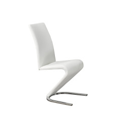 C-1786 Upholstered White ‘Z’ Shaped With Chrome Legs Dining chair. SALE JUST SET OF 2 CHAIRS. (Online only)