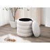 IF-6240 Modern Round Storage Ottoman Soft Ivory Teddy Bear Fabric (Online Only)