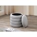 IF-6241 Modern Round Storage Ottoman Soft Grey Teddy Bear Fabric (Online Only)