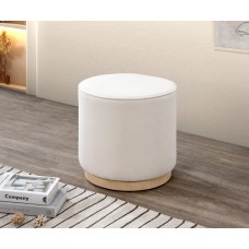IF-6245 Modern Round Ottoman Soft Cream Fabric (Online Only)