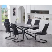 T-1570 Modern Extension Dining Table Grey Marble Veneer Top  (Online Only)