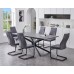 T-1570 Modern Extension Dining Table Grey Marble Veneer Top  (Online Only)