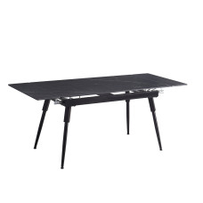 T-1817  Modern Extension Dining Table with Sintered Stone Black Marble Top   . (Online Only)