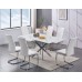 T-1442 Tempered White Marble Glass with Chrome Legs Dining Table (Online only)