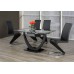 T-5067 Black Trim Glass with Bottom Glass Black and Metal Base Dining Table (Online only )