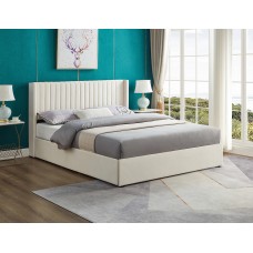 IF-5407 Double, Queen size bed with 4 Large Pull-Out  Storage Drawers Creme Velvet Fabric. (Online Only)