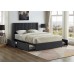 IF-5408 Double, Queen size bed with 4 Large Pull-Out Wire Mesh Storage Drawers. Grey Velvet Fabric. (Online Only)