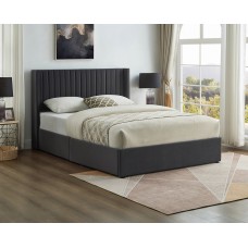 IF-5408 Double, Queen size bed with 4 Large Pull-Out Wire Mesh Storage Drawers. Grey Velvet Fabric. (Online Only)