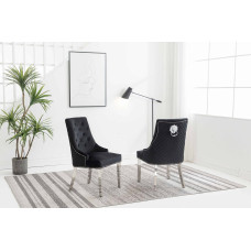 C-1251 Black Velvet Dining Chair with Lion Knocker.CLEARANCE SALE JUST SET OF 2 CHAIRS. C-1251 Black Velvet Dining Chair with Lion Knocker.CLEARANCE SALE JUST SET OF 2 CHAIRS.